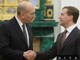 Foto : Izraelsk premir Ehud Olmert na nvteve v Moskve s ruskm prezidentom Medvedevom.SITA